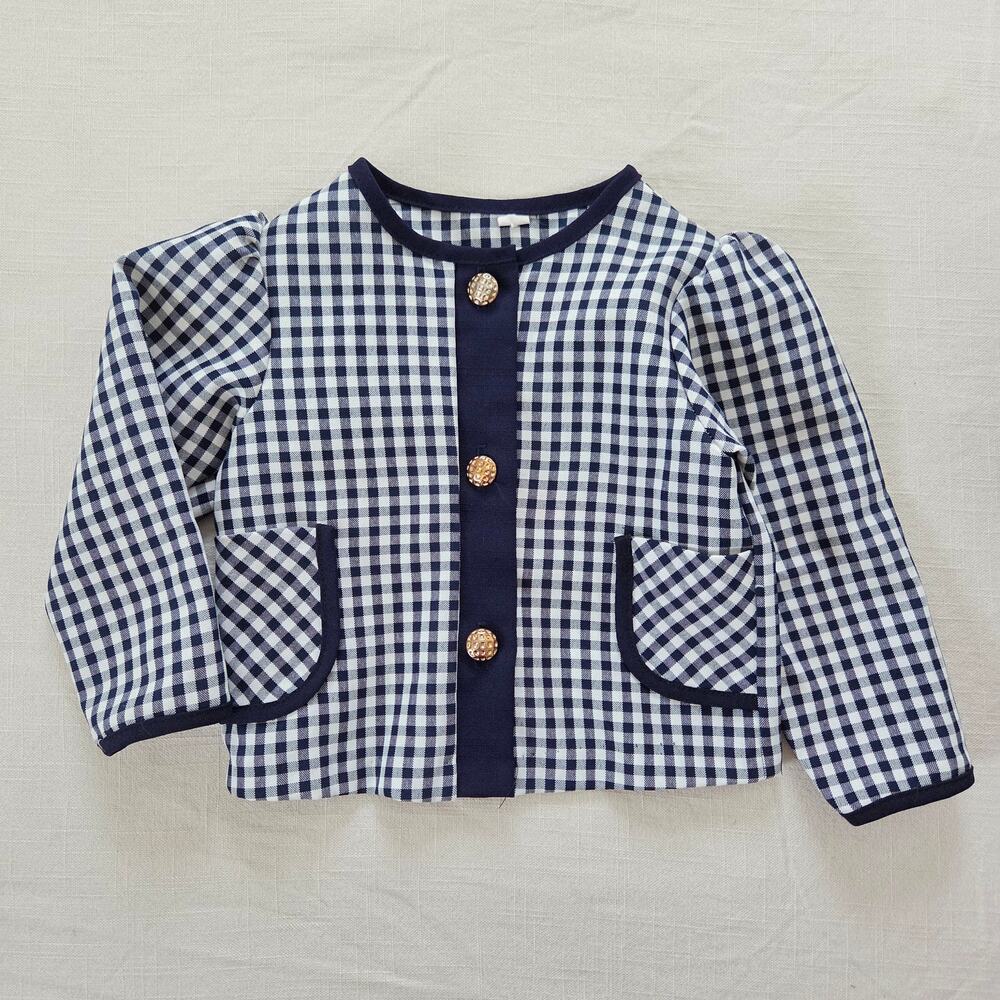 Vintage Navy Gingham Sweater 18-24 months